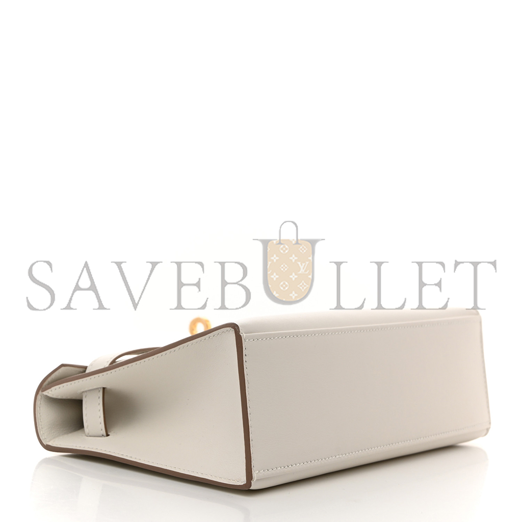 HERMÈS MASTER SWIFT KELLY POCHETTE CLUTCH MILKSHAKE WHITE GOLD BUCKLE(22*14*7cm) 